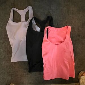 Self lined bra Women's Racerback Tank Tops - 3 Lavender, Black, Pink size Small